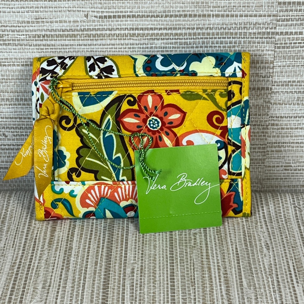 Vera Bradley Euro Wallet Provencal Yellow Floral Quilted Trifold NWT 10874-129